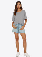 Tankaneo Women's Oversized 3/4 Sleeve Crewneck T-Shirt