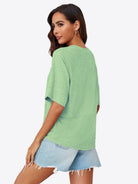 Tankaneo Women's Oversized 3/4 Sleeve Crewneck T-Shirt