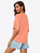 Tankaneo Women's Oversized 3/4 Sleeve Crewneck T-Shirt