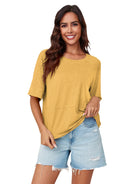 Tankaneo Women's Oversized 3/4 Sleeve Crewneck T-Shirt