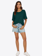 Tankaneo Women's Oversized 3/4 Sleeve Crewneck T-Shirt