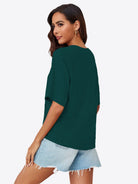 Tankaneo Women's Oversized 3/4 Sleeve Crewneck T-Shirt