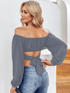 Tankaneo Women's Tie Back Off Shoulder Crop Top