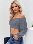 Tankaneo Women's Tie Back Off Shoulder Crop Top