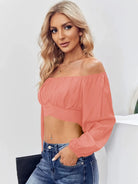 Tankaneo Women's Tie Back Off Shoulder Crop Top