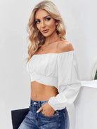 Tankaneo Women's Tie Back Off Shoulder Crop Top