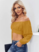 Tankaneo Women's Tie Back Off Shoulder Crop Top
