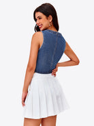 Tankaneo Women's V-Neck Denim Vest Top