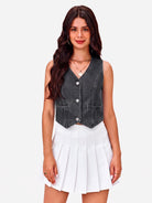 Tankaneo Women's V-Neck Denim Vest Top