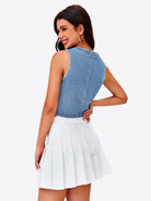 Tankaneo Women's V-Neck Denim Vest Top