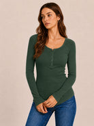 Tankaneo Women's Long Sleeve Henley Tunic Top