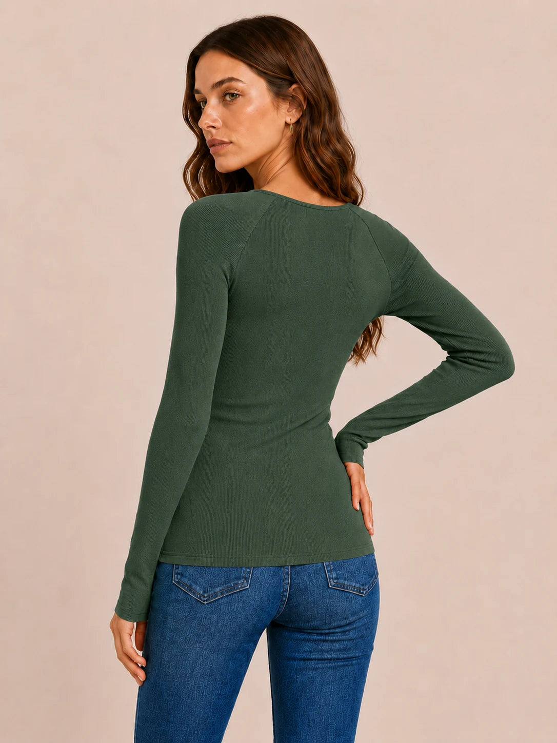 Tankaneo Women's Long Sleeve Henley Tunic Top