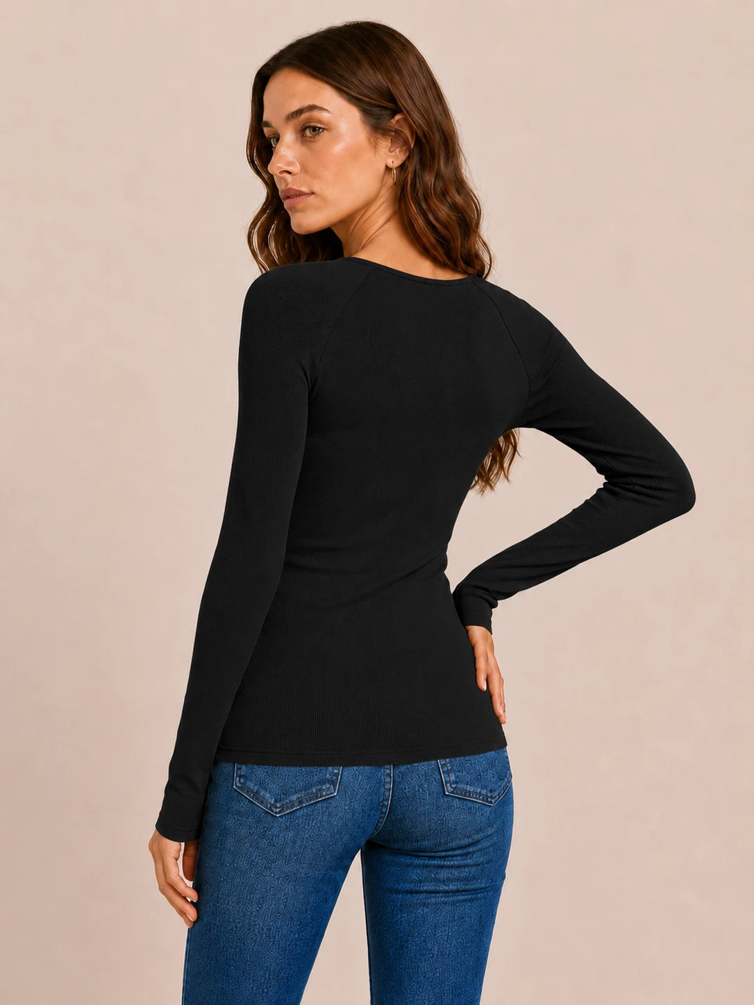 Tankaneo Women's Long Sleeve Henley Tunic Top