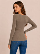 Tankaneo Women's Long Sleeve Henley Tunic Top