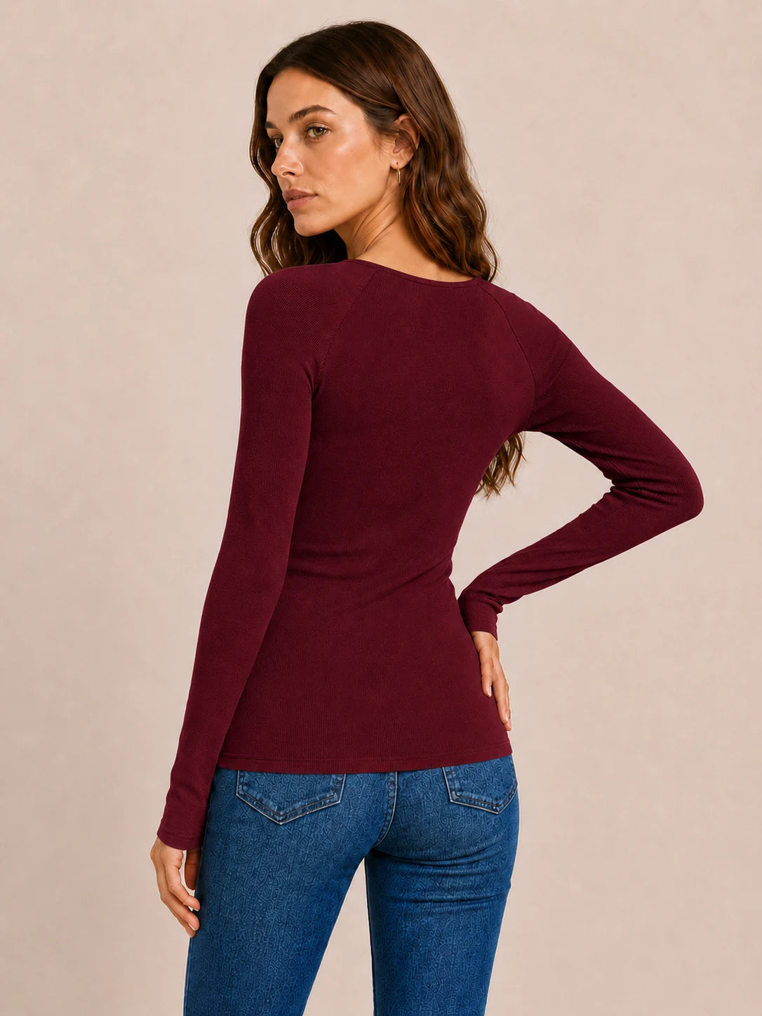 Tankaneo Women's Long Sleeve Henley Tunic Top