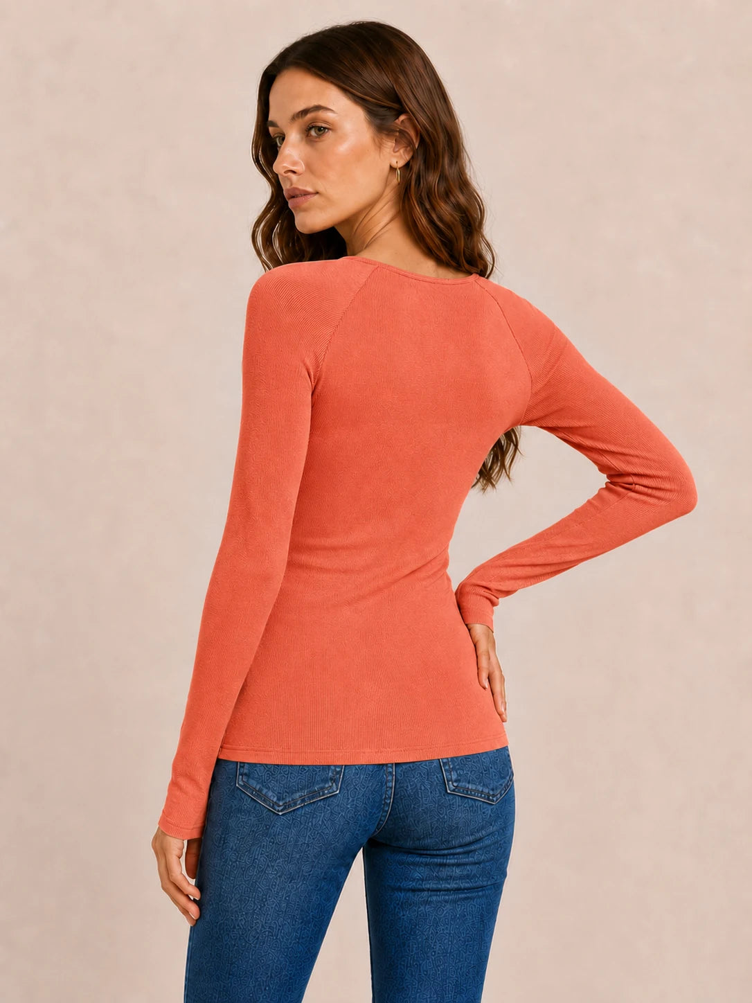 Tankaneo Women's Long Sleeve Henley Tunic Top