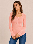 Tankaneo Women's Long Sleeve Henley Tunic Top
