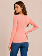 Tankaneo Women's Long Sleeve Henley Tunic Top