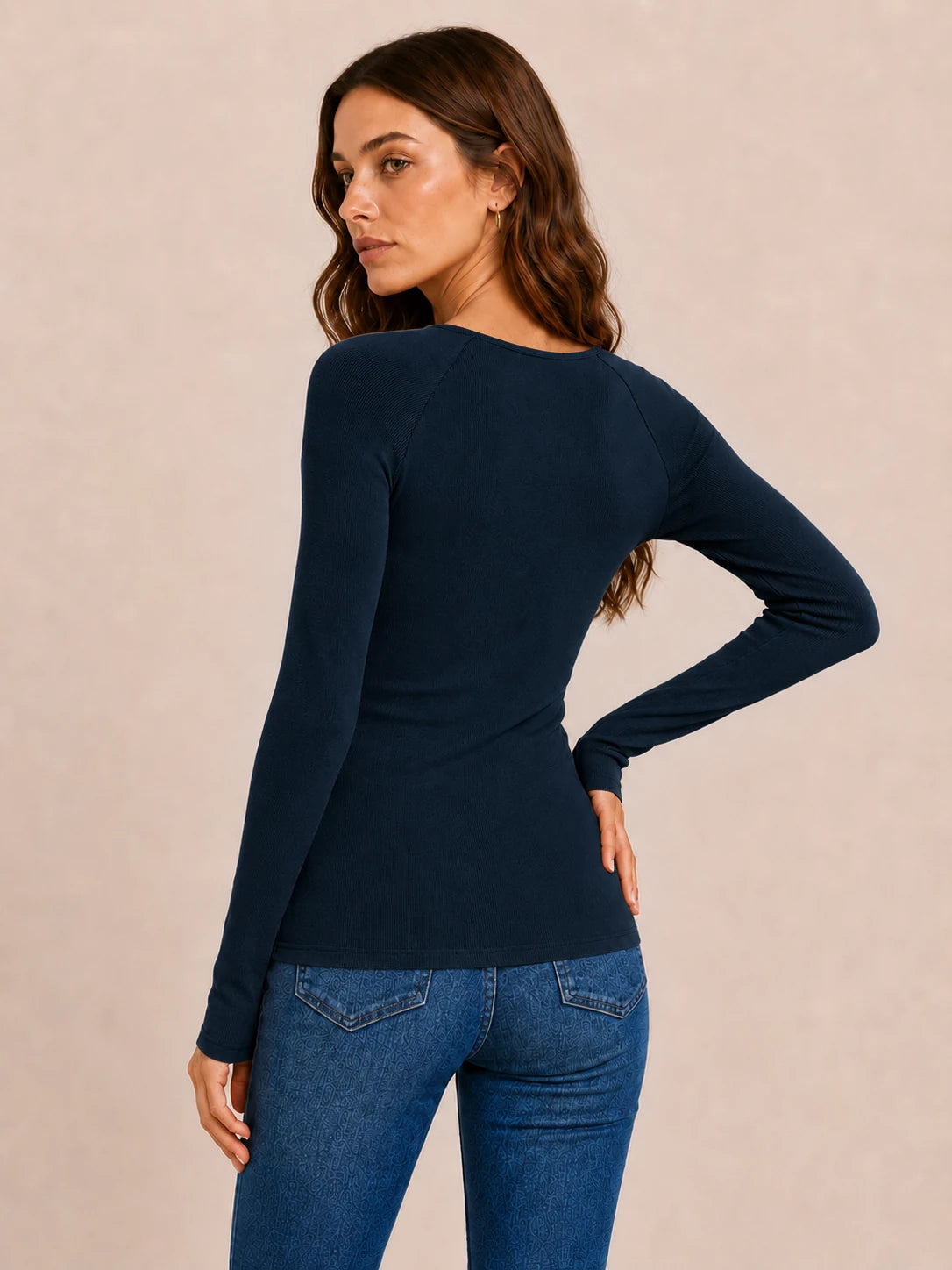 Tankaneo Women's Long Sleeve Henley Tunic Top