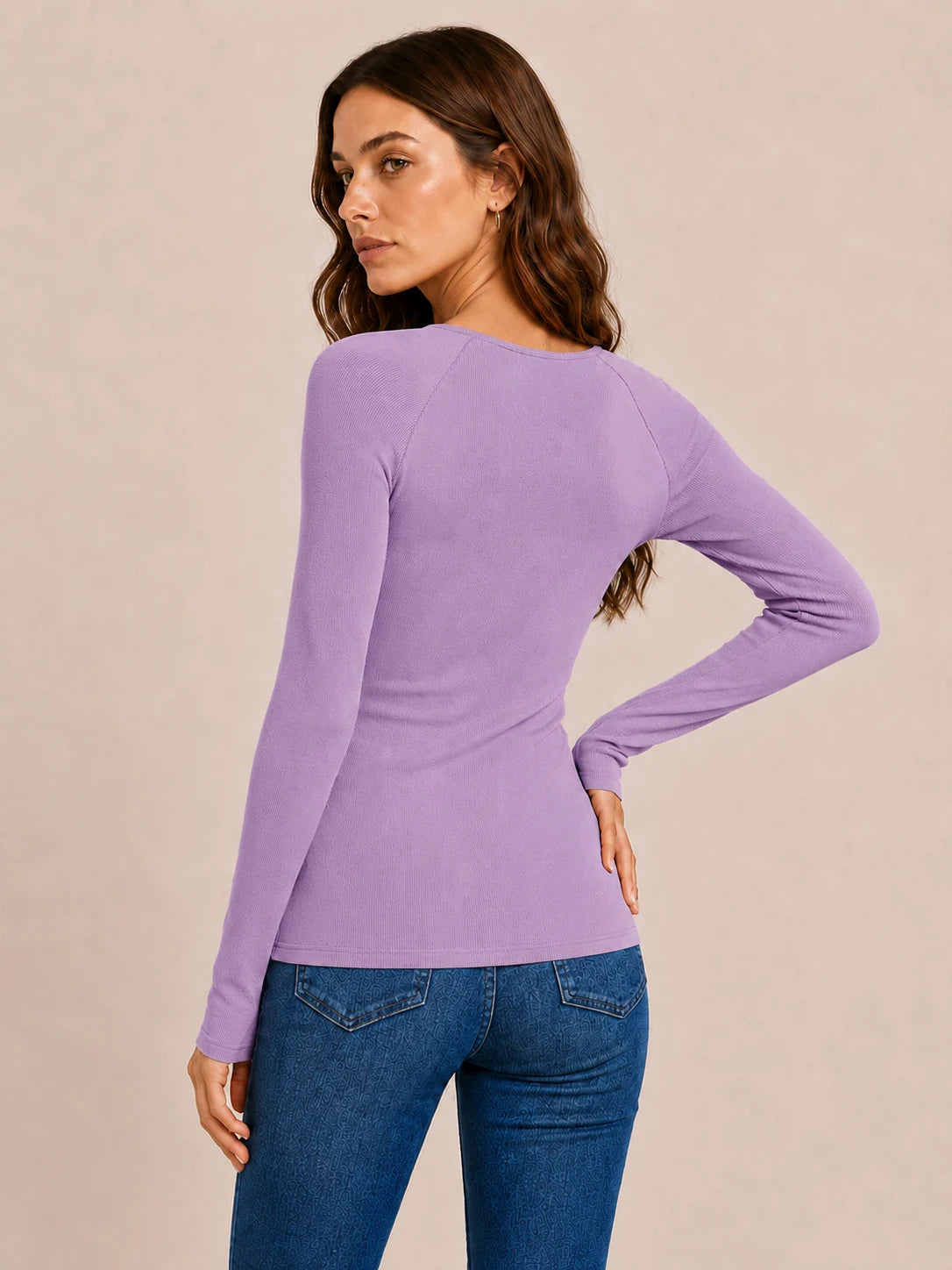 Tankaneo Women's Long Sleeve Henley Tunic Top