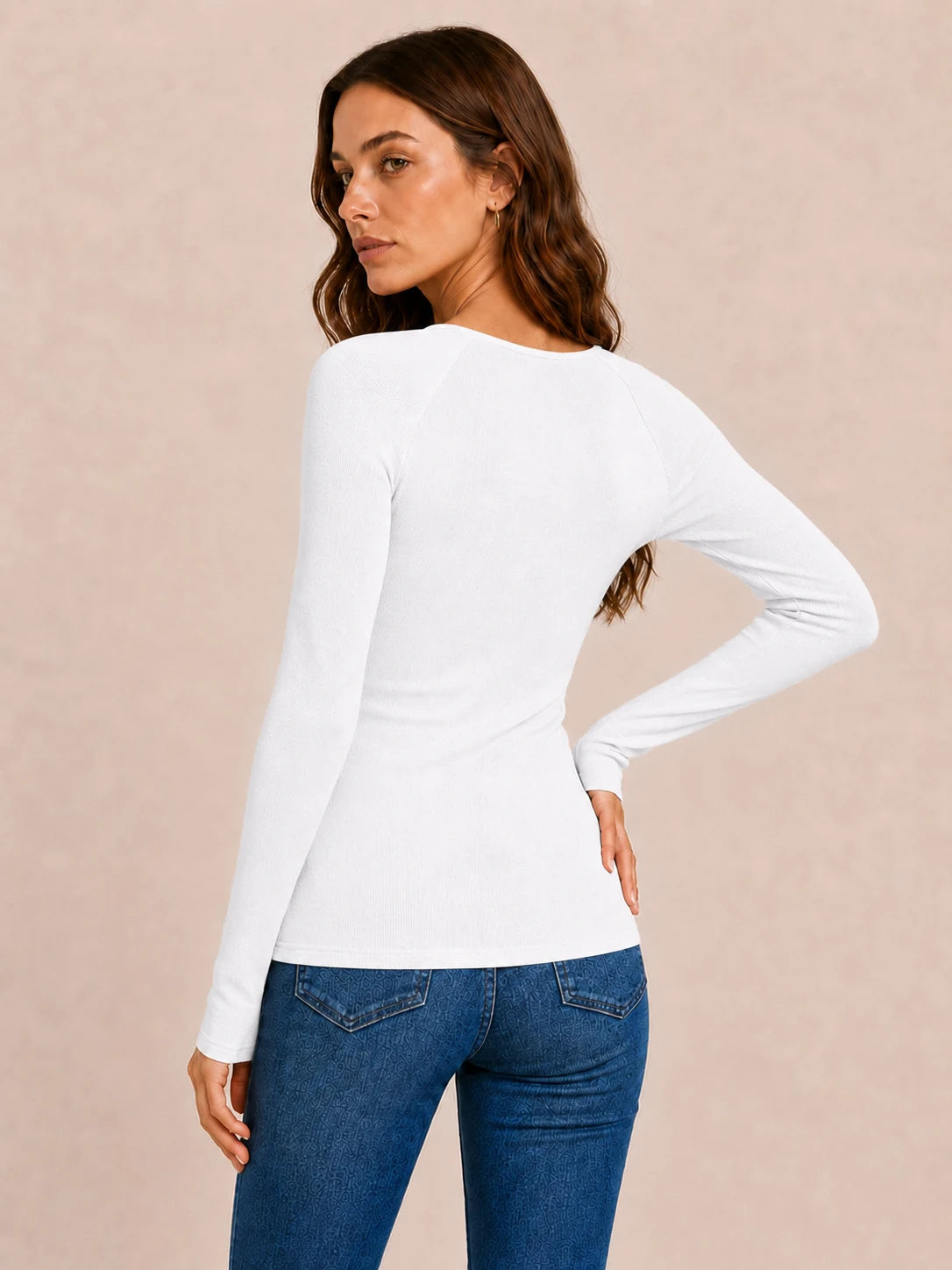 Tankaneo Women's Long Sleeve Henley Tunic Top