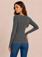 Tankaneo Women's Long Sleeve Henley Tunic Top