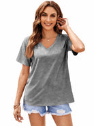 Tankaneo Women's Loose Fit V-Neck T-Shirt
