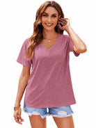 Tankaneo Women's Loose Fit V-Neck T-Shirt