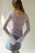 Tankaneo Women's Sheer Boat Neck Knit Top