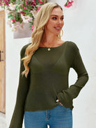 Tankaneo Women's Sheer Boat Neck Knit Top