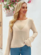 Tankaneo Women's Sheer Boat Neck Knit Top
