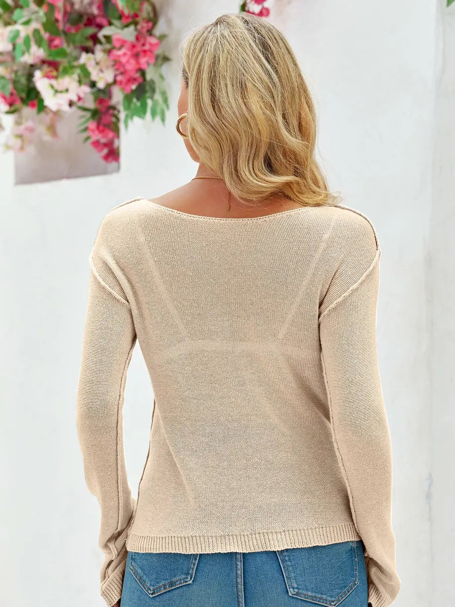 Tankaneo Women's Sheer Boat Neck Knit Top