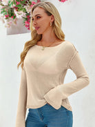 Tankaneo Women's Sheer Boat Neck Knit Top