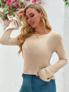 Tankaneo Women's Sheer Boat Neck Knit Top