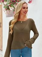 Tankaneo Women's Sheer Boat Neck Knit Top