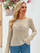 Tankaneo Women's Sheer Boat Neck Knit Top