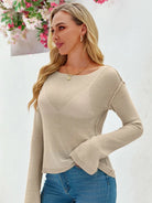 Tankaneo Women's Sheer Boat Neck Knit Top