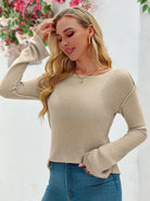 Tankaneo Women's Sheer Boat Neck Knit Top
