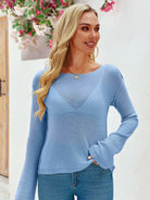 Tankaneo Women's Sheer Boat Neck Knit Top