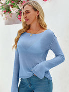 Tankaneo Women's Sheer Boat Neck Knit Top