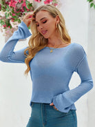 Tankaneo Women's Sheer Boat Neck Knit Top