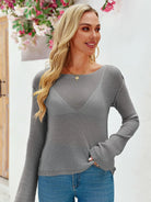 Tankaneo Women's Sheer Boat Neck Knit Top