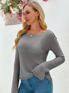 Tankaneo Women's Sheer Boat Neck Knit Top
