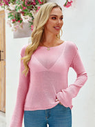 Tankaneo Women's Sheer Boat Neck Knit Top