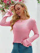 Tankaneo Women's Sheer Boat Neck Knit Top