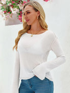 Tankaneo Women's Sheer Boat Neck Knit Top