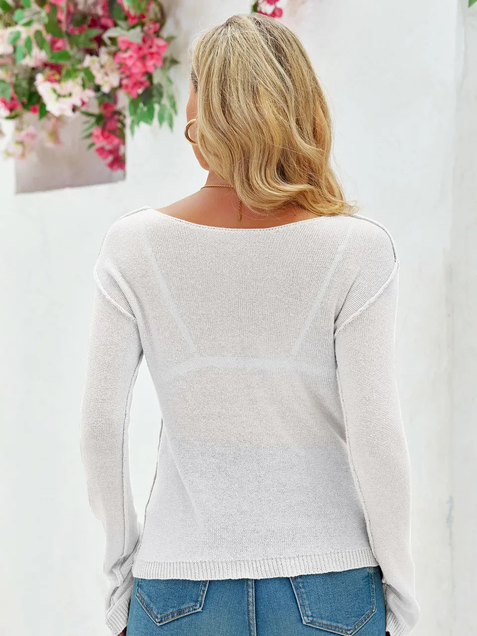 Tankaneo Women's Sheer Boat Neck Knit Top