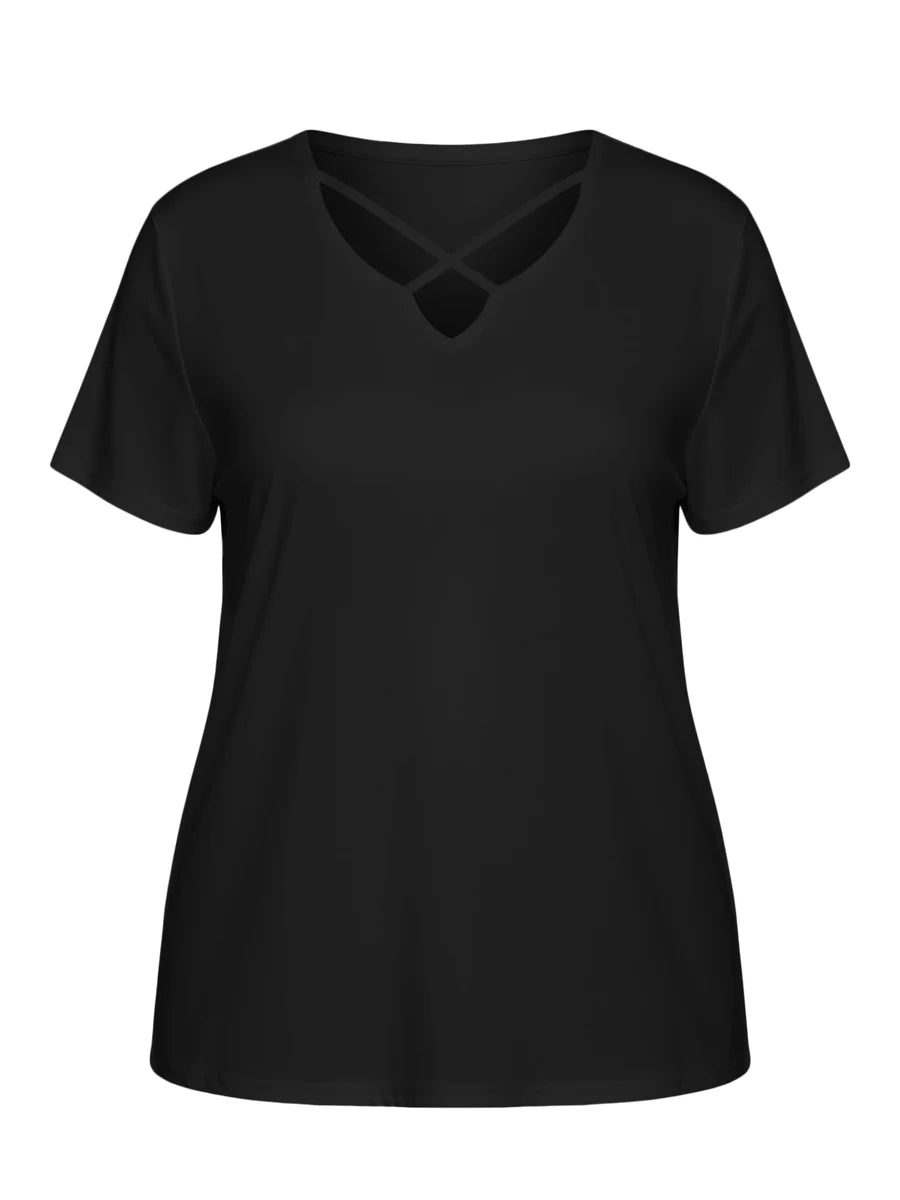 Tankaneo Women's Cross-Front V-Neck T-Shirt