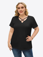 Tankaneo Women's Cross-Front V-Neck T-Shirt