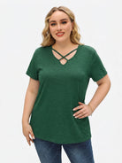 Tankaneo Women's Cross-Front V-Neck T-Shirt